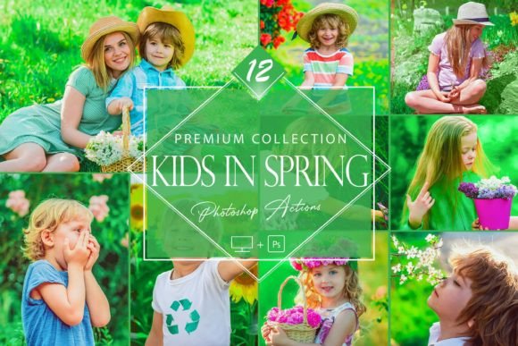 Download 12 Kids in Spring Photoshop Actions - Photo Collection